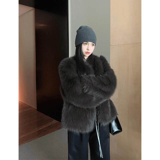 TAVIMART  -  Fox Coat Fall And Winter Knitted Fur Winter New Short Imitation Fox Fur Coat Faux Fur High Quality Women's Coat