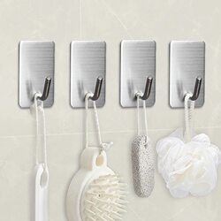 304 Stainless Steel Hook Strong Adhesive No Punching Load-Bearing Kitchen Bathroom Door Behind the Wall Traceless Adhesive Hook