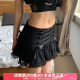 FabGirls Dark Loli bow lace spliced ​​pleated skirt Retro versatile A-line short skirt Winter