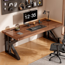 Solid Wood Computer Desk for Bedroom, Home Desktop Office Desk, Student Study Desk, Two-Section Double-Person Gaming Desk