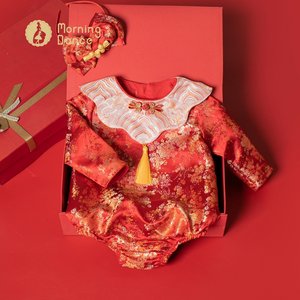 
Morning dance baby girl one year old dress baby festive red new Chinese style 100-day banquet full moon national style long sleeve autumn outfit