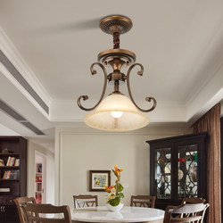 Jiyoujia American-Style Retro Single-Head Small Pendant Light, Dining Room Light, Bar Counter Light, Villa Corridor Light, Balcony Antique-Style Lighting Fixtures