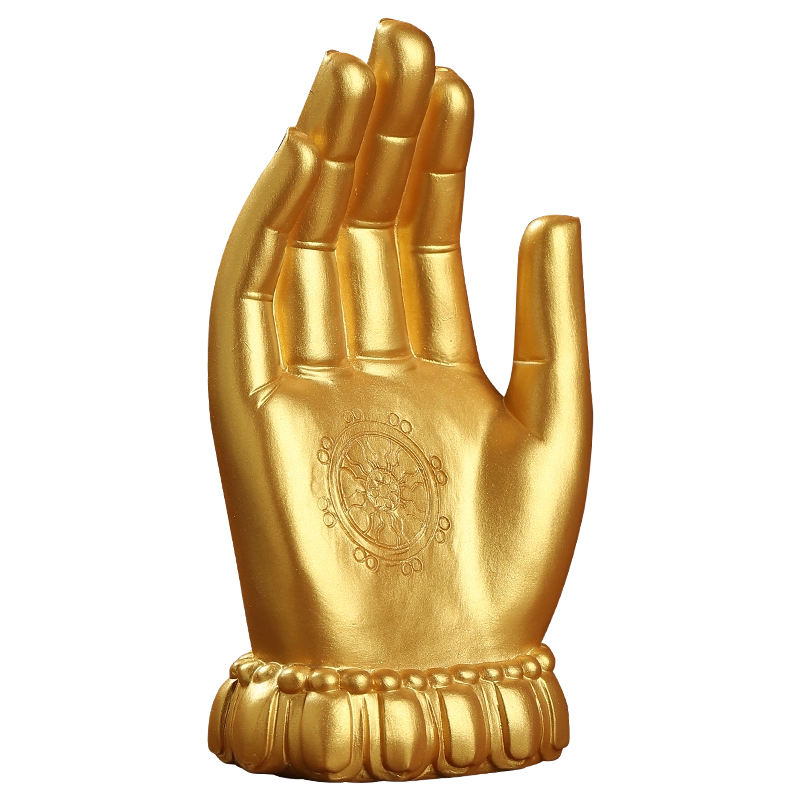 七珍陶瓷金色佛手像如來佛掌祥雲蓮花手靈山大佛佛手家用供奉