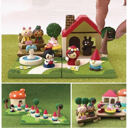 Japanese-Style Cat Little Red Riding Hood Big Bad Wolf Mushroom House Lawn Decoration Ornament Desktop Photo Prop