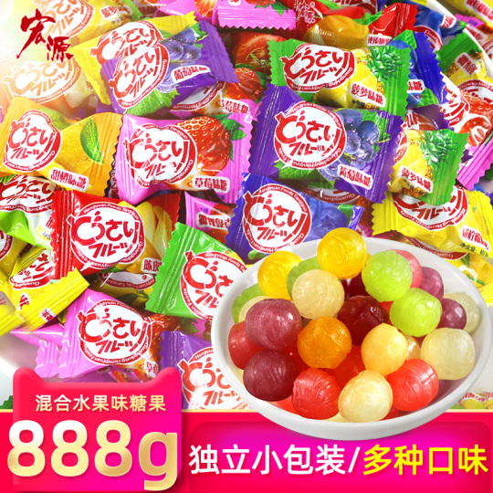 Hongyuan アソートキャンディ 888g - 9種類のフルーツ味のハードキャンディ