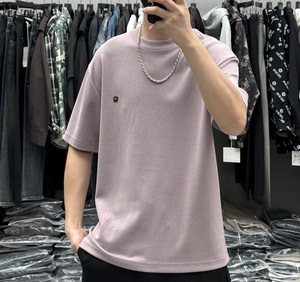 
High-end simple solid color small label embroidery round neck short-sleeved T-shirt for men spring and summer modal skin-friendly and comfortable commuting base t