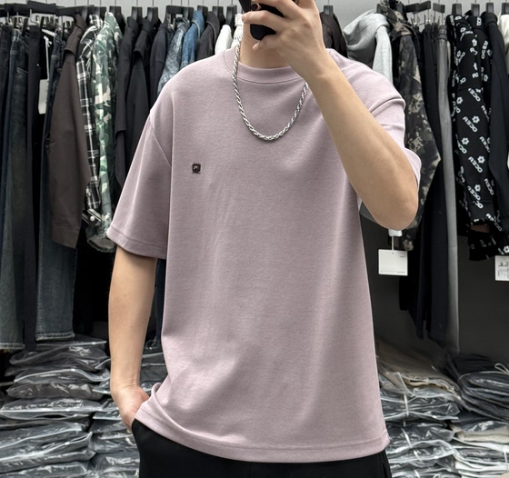 
High-end simple solid color small label embroidery round neck short-sleeved T-shirt for men spring and summer modal skin-friendly and comfortable commuting base t