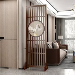New Chinese-Style Folding Screen Partition for Living Room, Movable Solid Wood Chinese-Style Entryway Office Hollow Decorative Divider