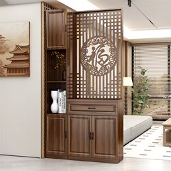 New Chinese-Style Entrance Cabinet Screen Partition for the Living Room, Facing the Front Door, Blocking the Entrance, with a Fortune Character, Integrated with Wine Cabinet and Shoe Cabinet