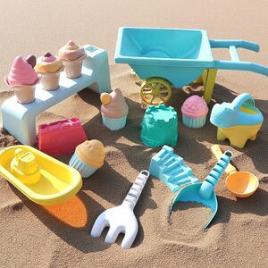 
Children's beach toy car baby plays in the water and digs sand tool hourglass shovel dirt bucket beach sand set sand pool
