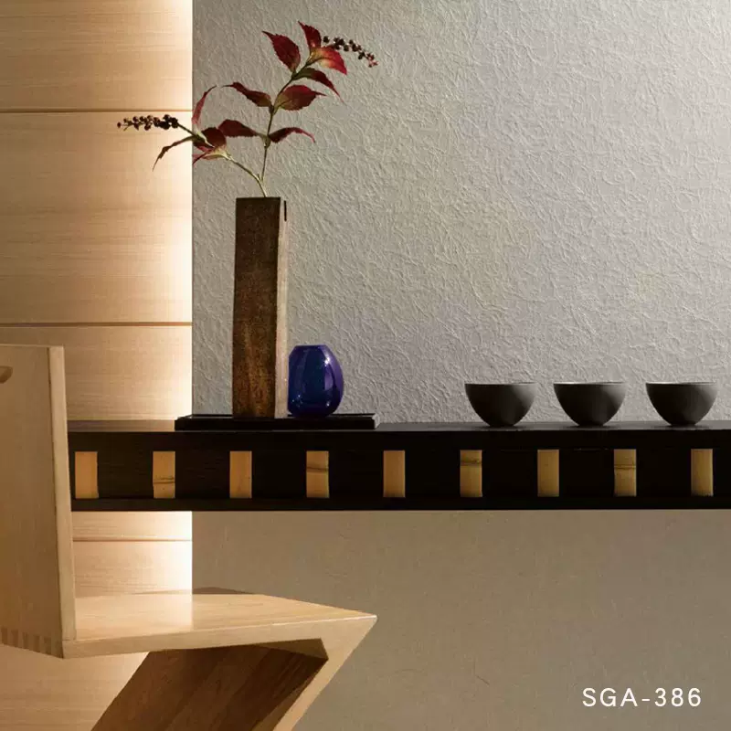 日本进口墙纸现代简约和室榻榻米浅黄丝线茶室全屋日料店包间