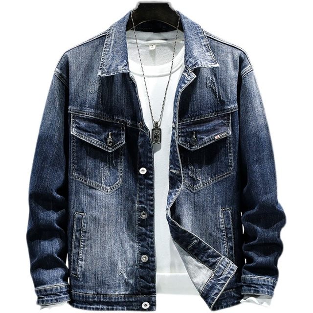 Retro trendy brand denim jacket men's Korean version trend 2023 spring ...