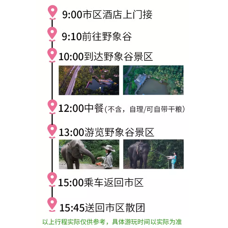 西双版纳野象谷一日游可选雨林牧象 曼掌村 大象体检 大象洗澡
