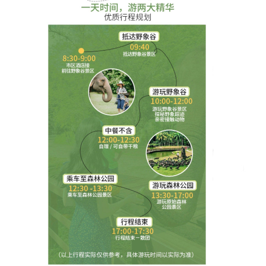 私家团云南旅游西双版纳一日游野象谷原始森林公园精品纯玩不进店