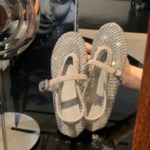 
Mesh hollow breathable one-word strap with beautiful toe sandals for women 2026 new summer flat shoes Mary Jane shoes
