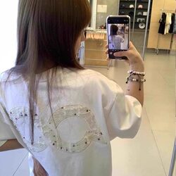 Embroidered Heavyweight New Short-Sleeve T-Shirt for Women, Summer Loose Fit, Slimming, Niche Design, American Style Trendy Brand Half-Sleeve Top