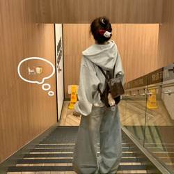 Early Spring 2026 New Korean Style Striped Hooded Sweatshirt Short Jacket for Women, Popular Loose and Lazy Style Top for Spring and Autumn