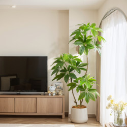 Nordic Style Living Room High-End Light Luxury Green Plant Artificial Large Leaf Umbrella Large Indoor Floor-Standing Decorative Artificial Tree Potted Plant