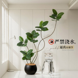 Artificial Green Plant Black Rubber Tree Indoor Large High-End Light Luxury Floor-Standing Decorative Ornament Living Room Fake Tree Plant