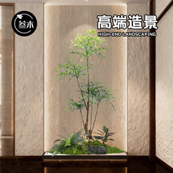 Indoor Landscape Artificial Plants Small Nandina Bamboo Screen Partition Fake Green Plants Decoration Light Luxury Potted Plants Living Room