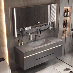 New Light Luxury Rock Slab Hot-Bent Integrated Basin Bathroom Cabinet Combination, Bathroom Ceramic Washbasin, Face Basin, Washstand
