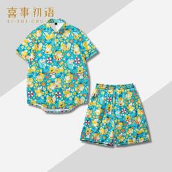 Kodak Duck short-sleeved shirt Pokemon Pokemon anime pain clothes summer men's and women's jacket shorts