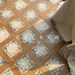 75X480 French-Style Vintage Wood-Grain Imitation Tile with Small Floral Tiles for Guesthouses, Hotels, Restaurants, and Balcony Non-Slip Flooring
