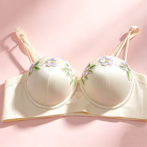 Flower lingerie Japanese style French lace embroidery half cup bra for women push up no wires sexy wrap bra set