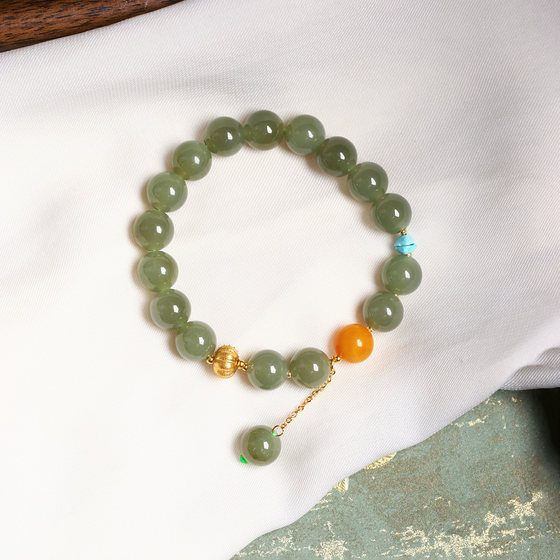 
Natural Hetian jade sapphire original matching single circle bracelet women's jade jasper bracelet jewelry