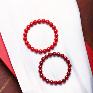 
Original ore cinnabar purple gold sand round bead bracelet with 20% content Couple model cinnabar