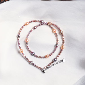 
Natural freshwater primary color purple pearl water drop beads original baby's breath necklace with good pearl luster women's pearl necklace