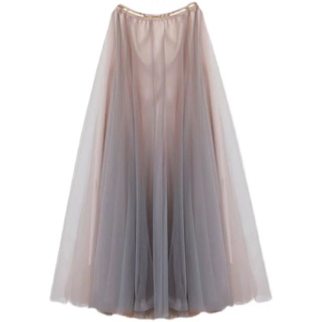 2025 summer new long skirt gradient color gauze mesh a-line skirt high waist big skirt slim skirt multi-layer fairy skirt