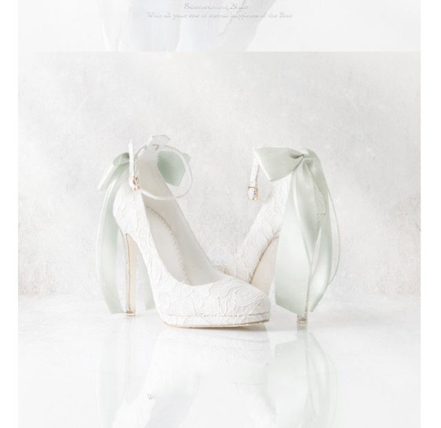 2024 spring new Japanese Mayla Classic same white ribbon sweet high -heeled shoes lace wedding shoes

