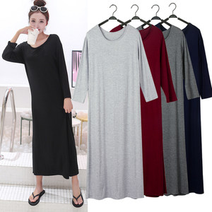 Summer and autumn Korean version of Women's Modal Long skirt wears long -sleeved long skirts loose dress, skirt bottom skirt