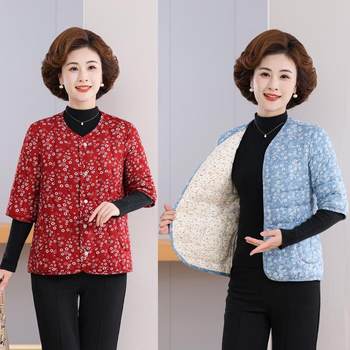 Mom's new autumn and winter style camel velvet thickened cotton clothing for middle-aged and elderly people
