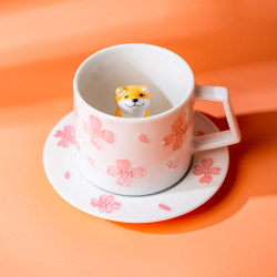 Jingdezhen Cute Animal Shiba Inu Ceramic Cup Couple Mug Women's Water Cup Creative Coffee Cup Set High Aesthetic Value