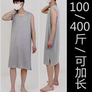 
New #Men's summer vest skirt pure cotton elastic plus fat plus size #Large long sleeping style can be lengthened