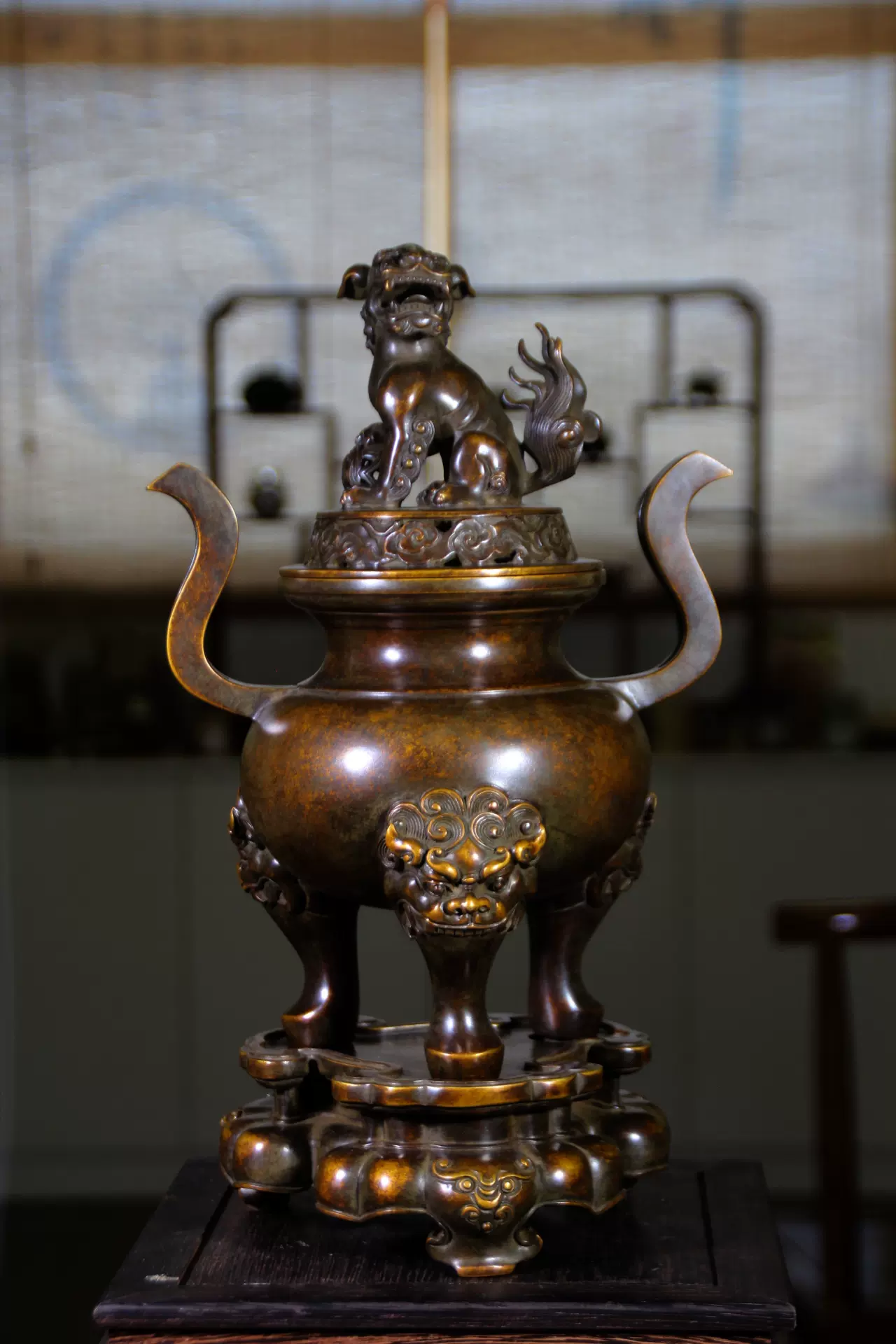 PGT】K004 七宝獅子摘三足香炉