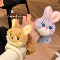 Cute Cartoon Zootopia Plush Judy and Nick Hair Ties, Elastic Hair Bands, Hair Accessories