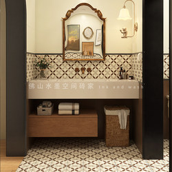 French Retro Style All-Ceramic 3D Carved Small Flower Tiles 20X20 Bathroom Kitchen Tiles Medieval Flower Wall Tiles