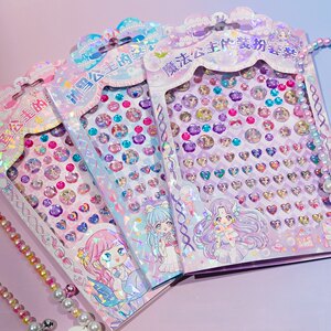 
Children's cartoon ice and snow mermaid girl three-dimensional necklace diamond reward stickers gem stickers jewelry set
