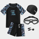 Teenage children's swimsuit boy fat boy small junior high school student professional training examination swimsuit split suit