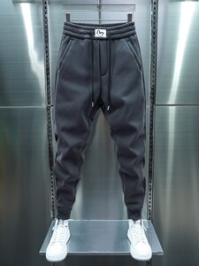 Casual pants for men in autumn and winter, new velvet and thickened sweatpants, trendy and fashionable elastic small feet, harem pants for men