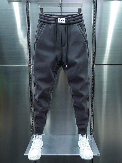 Casual pants for men in autumn and winter, new velvet and thickened sweatpants, trendy and fashionable elastic small feet, harem pants for men