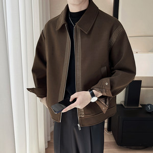 
Luxury and mature casual wool wool leather warmth thickened wool coat men autumn and winter lapel casual jacket men