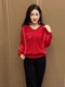 High-end V-neck Long Sleeve Shirt for Women in Spring and Autumn New Mom Outfit Large Size Loose Base Shirt Thin Top Small Shirt
