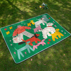 Cartoon Puppy Picnic Mat Outdoor Camping Picnic Beach Lawn Mat Large Size Portable Moisture-Proof Spring Outing Picnic Cloth