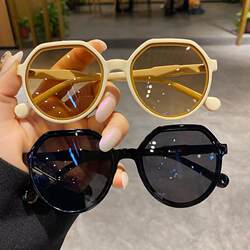 Retro Sunglasses for Women, Slimming Effect, Uv Protection, New Trendy Men's Korean Style Glasses, Street Style, Instagram-Friendly, Round Face Sunglasses