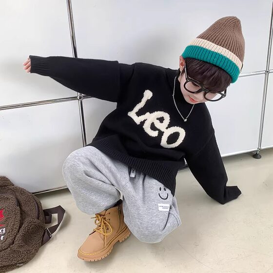 
Boys sweater winter clothes 2025 new Korean style children's fashionable pullover knit tops boys handsome autumn and winter style