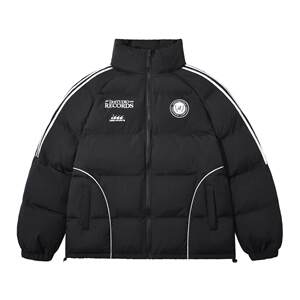 
American retro three-bar thickened cotton jacket for men and women couples with high elastic velvet standing collar warm winter jacket trend